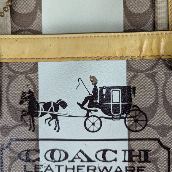 Vintage Coach Heritage Stripe Tattersall Signature Brown/Beige Handbag - Picture 4 of 16